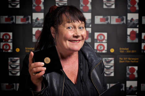 Elsa Kvamme i Grimstad 2011 da hun vant Gullstolen for beste dokumentar med «Legenes krig».